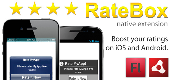 RateBox App Rating Extension for Adobe AIR iOS and Android